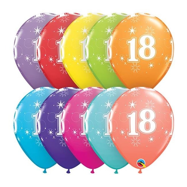 Mayflower Distributing Qualatex 85934 11 in. 18th Birthday A Round Latex Balloon 85934